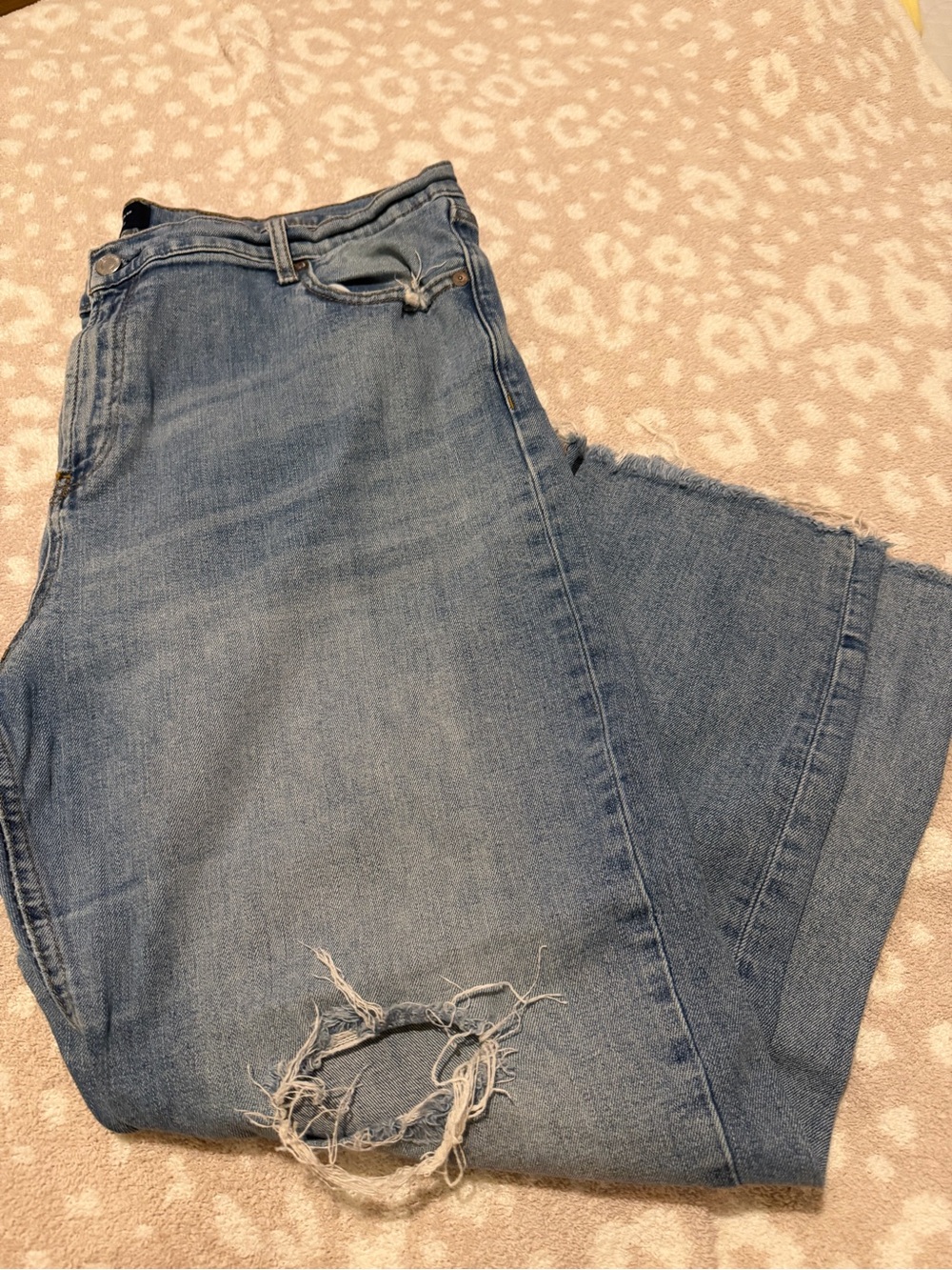 GAP Light Blue Straight-Leg Distressed Jeans